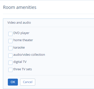Room amenities setting in TravelLine Booking Engine